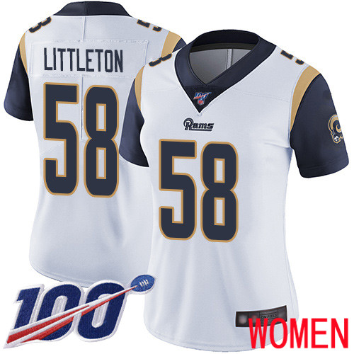 Los Angeles Rams Limited White Women Cory Littleton Road Jersey NFL Football #58 100th Season Vapor Untouchable